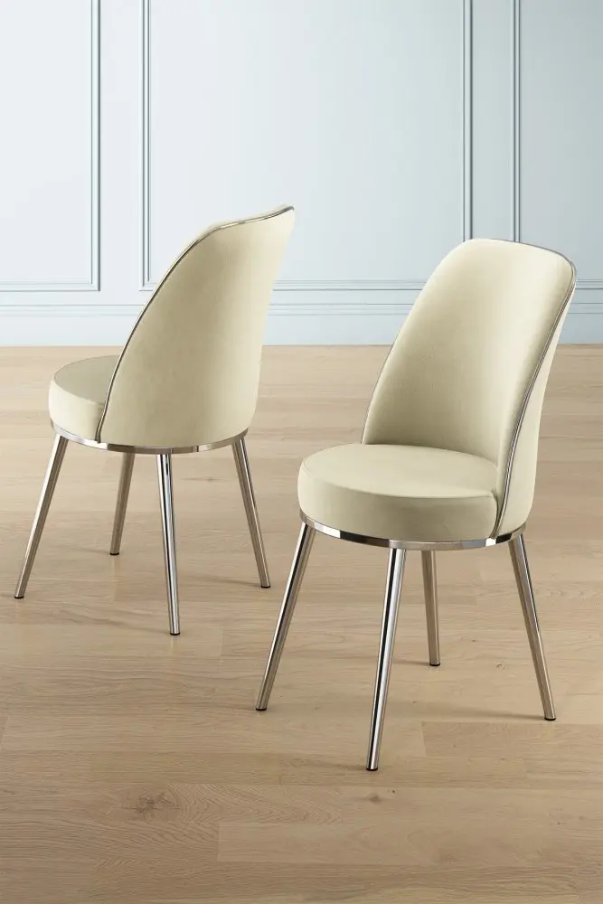 Sada židlí (4 kusy) Pefa - Cream, Chrome