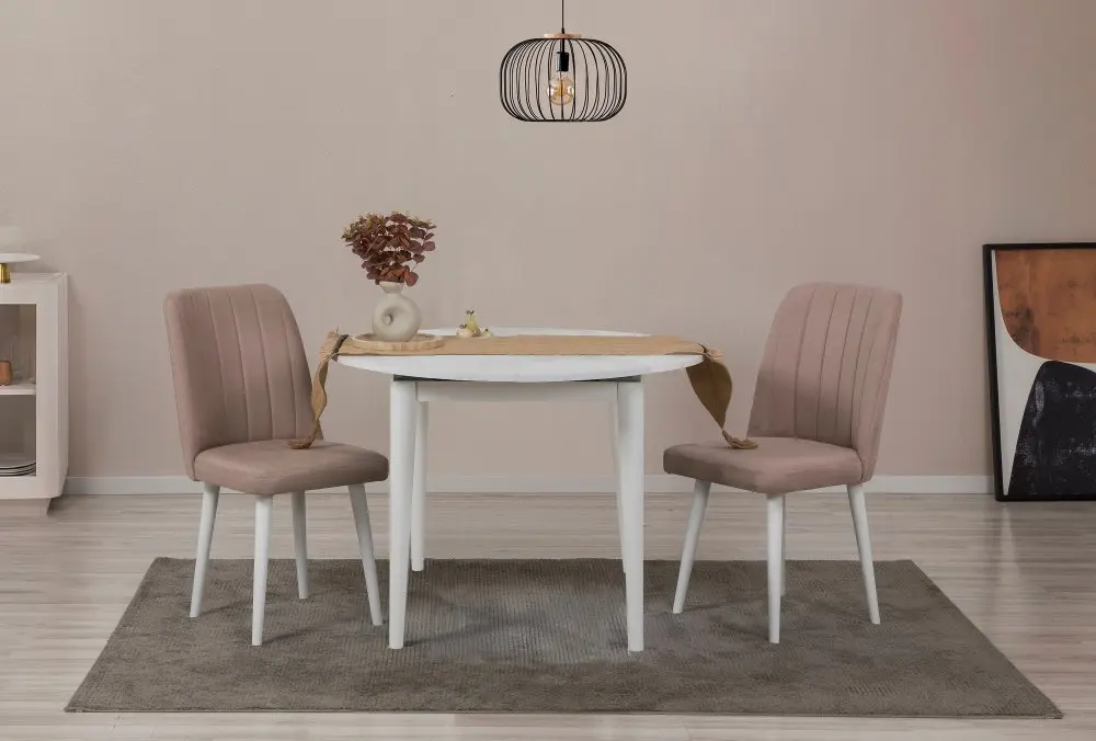 Jídelní set s rozkládacím stolem a židlemi (3 kusy) Vina 0900 - White, Stone