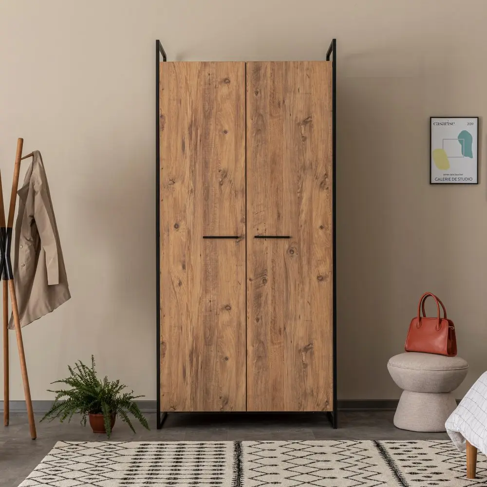 Kalune Design Šatní uzavřená skříň Dynamic 104 cm borovice Atlantic/černá