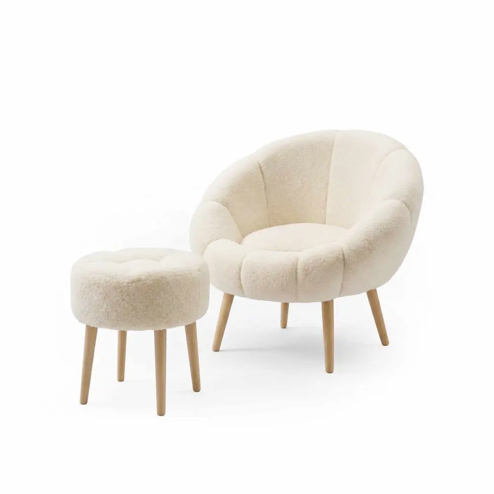 Křeslo s taburetem Chair & Pouf Cream