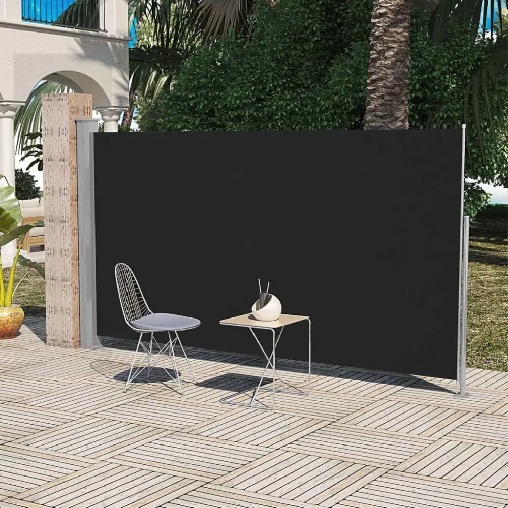 vidaXL Zatahovací boční markýza/zástěna na terasu - Černá / 160 x 300 cm - 11461.40809