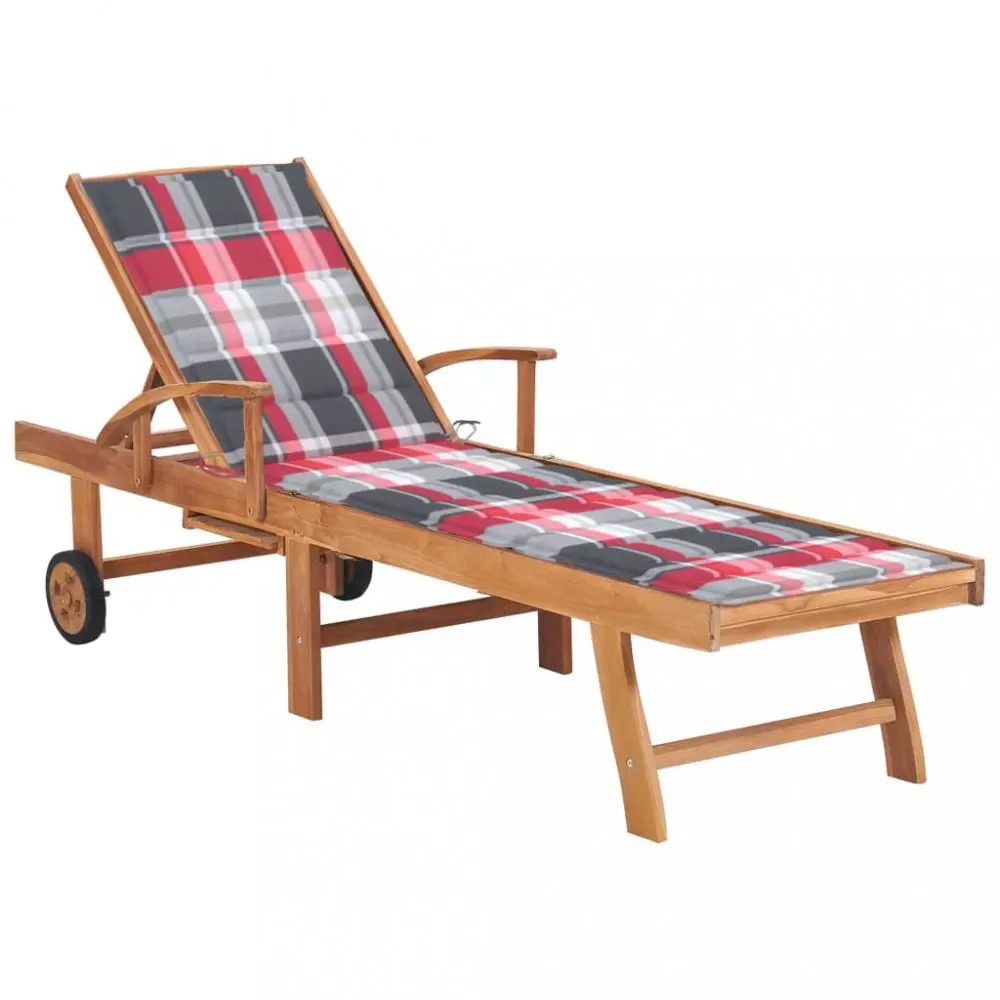 Zahradní lehátko masivní teak / látka Dekorhome