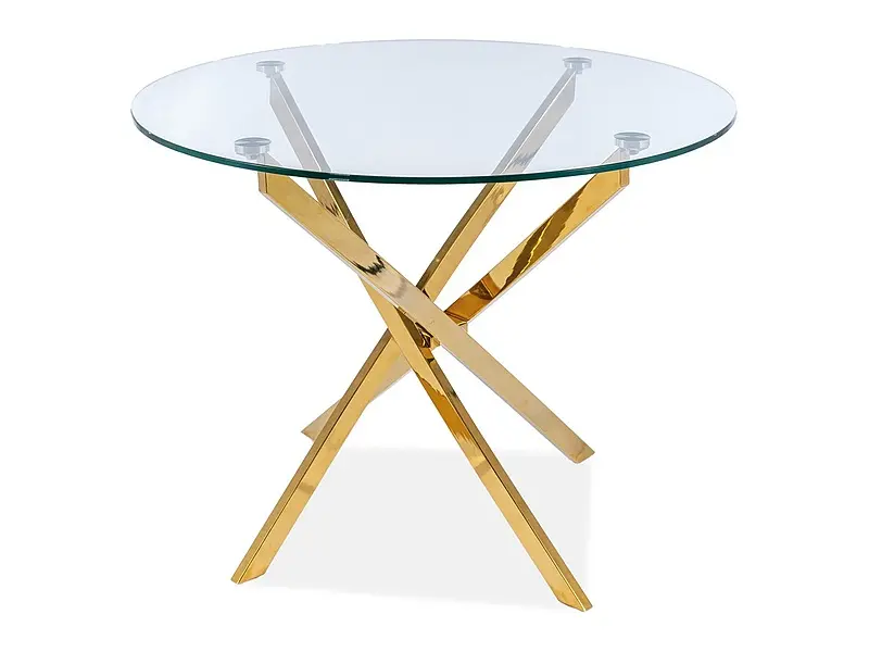 Signal Jídelní stůl Agis 90 cm čirý/zlatý