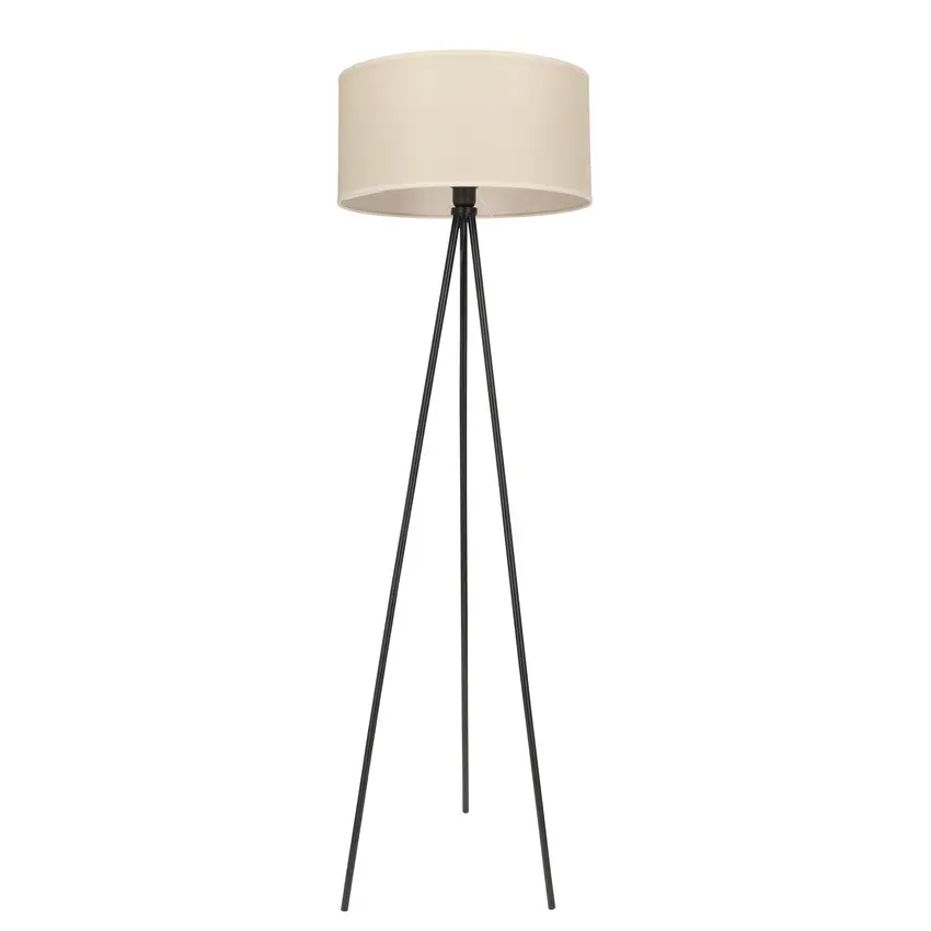 Stojací lampa SHANTI černá 1x40W E27 béžové stínidlo