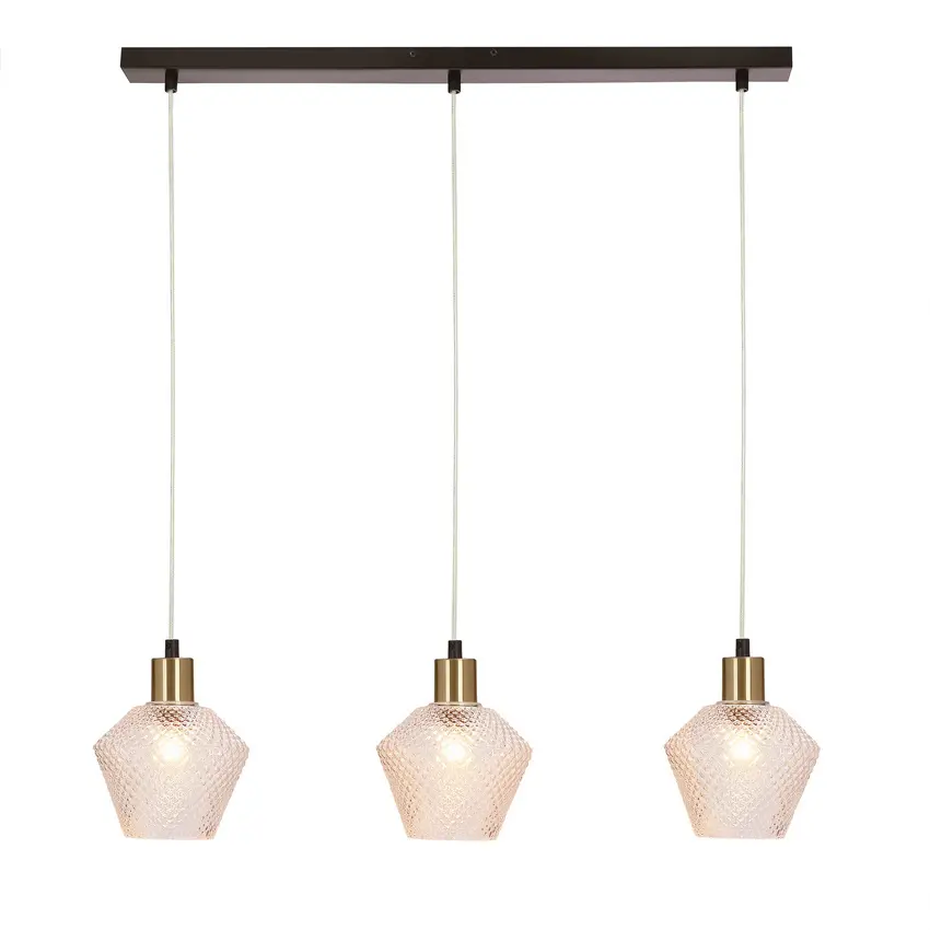 Závěsná lampa Greniko černá 3x40W E14 průhledné stínidlo