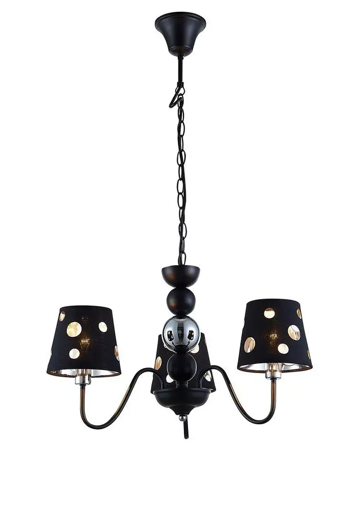 Černý lustrový závěsný lampa 3xE14 Batley Ledea