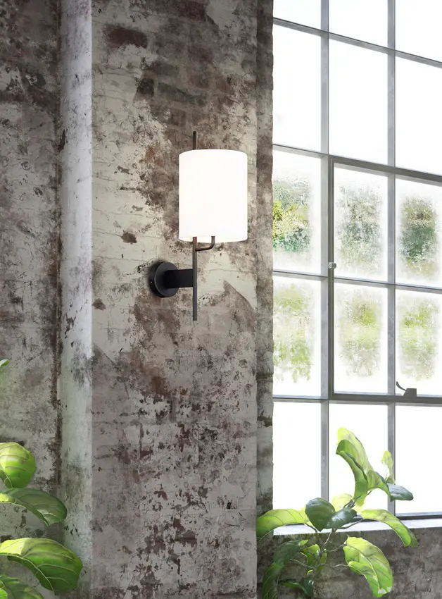 Černobílá kovová nástěnná lampa Tokyo Ledea