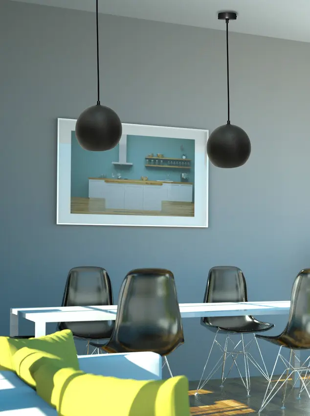 Závěsná lampa černá E27 kov Flen Ledea