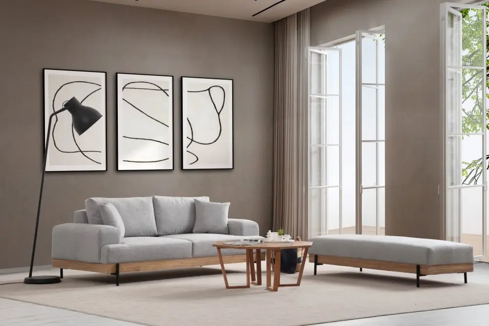 Trojmístná pohovka Eti Oak 3 Seater -Grey