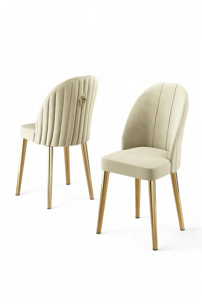 Sada židlí (2 kusy) Mara - Cream, Gold