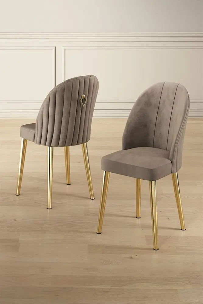 Sada židlí (6 kusů) Mara - Cappuccino, Gold