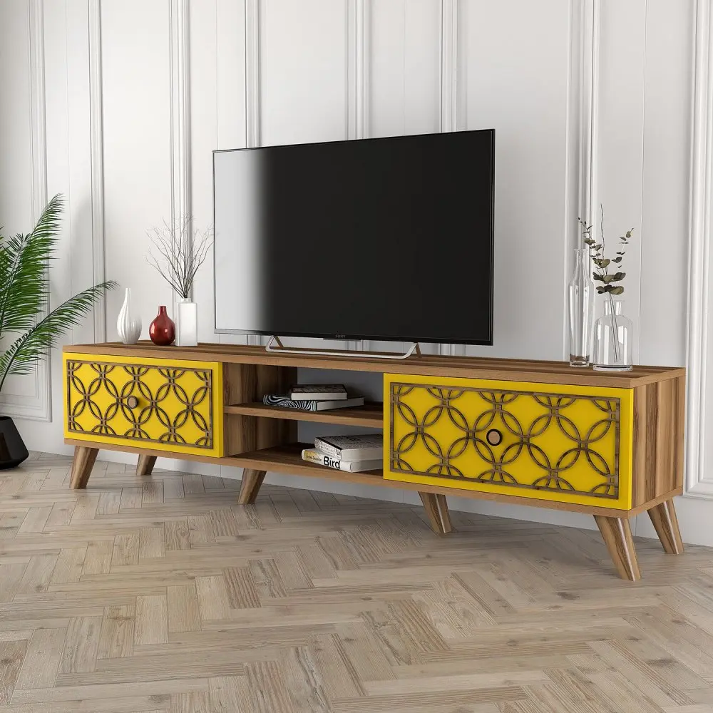 Hanah Home Televizní stolek CLASS ořech žlutý