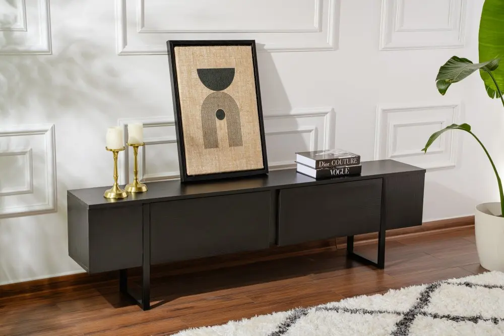 TV stolek Serenity - Wood Black, Black