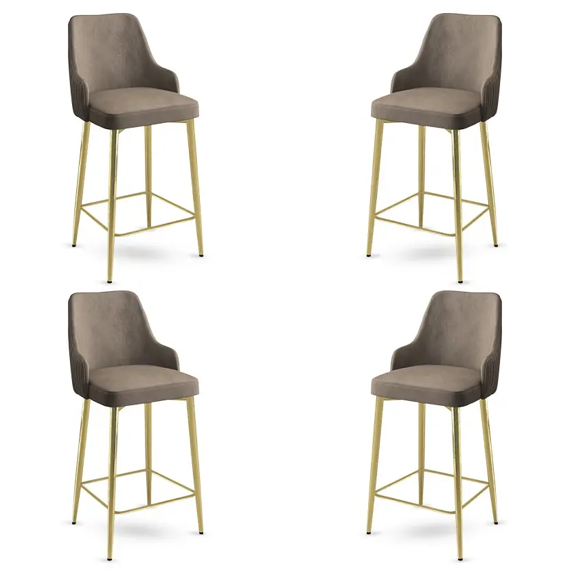 Bar Stool Set (4 Pieces) Enox - Cappuccino, Gold