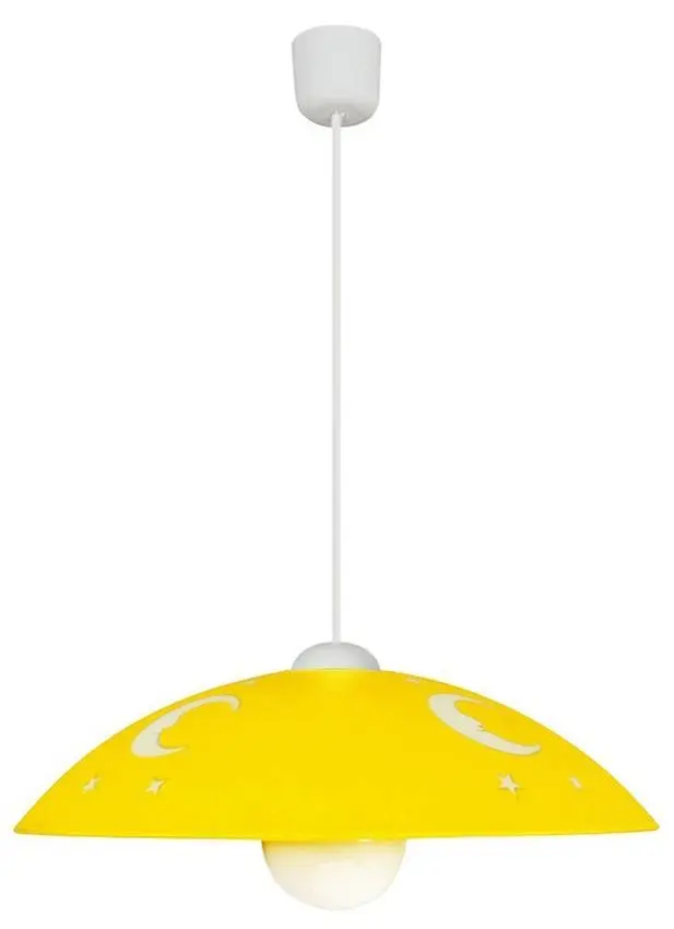 Závěsná lampa žlutá dětská měsíc na laně