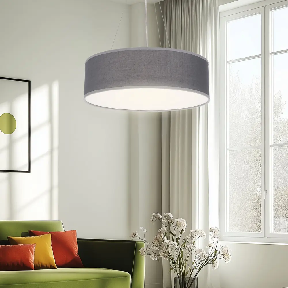 Kulatá závěsná lampa šedá 40cm nastavitelná 3x40W Kyoto