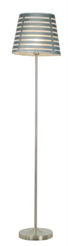 Saténová stojací lampa, šedé pruhované stínidlo, Segin