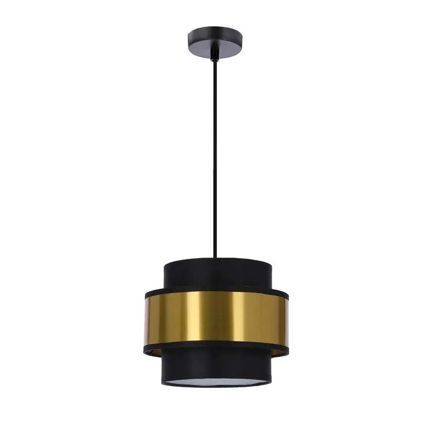 Závěsná lampa Prestige černá 1x40W e27 stínidlo černá+zlatá
