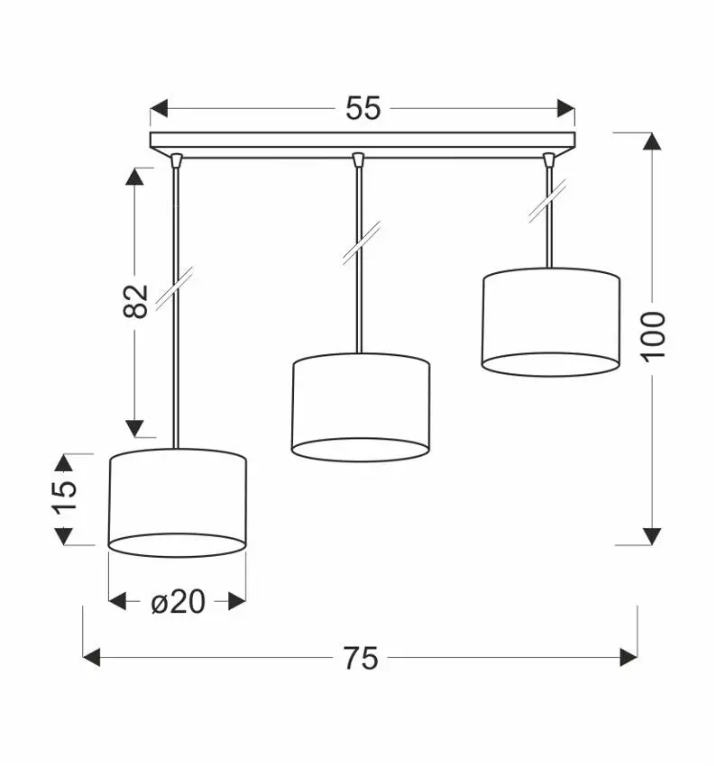 Závěsná lampa PANDY černá 3x40W E27 stínidlo šedá+zlatá