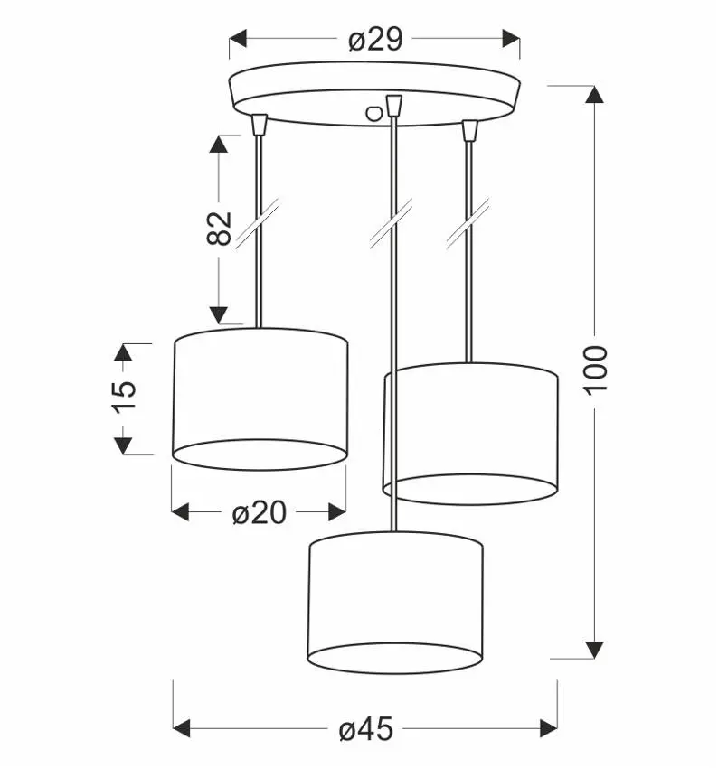 Závěsná lampa PANDY černá deska 3x40W E27 stínidlo šedá+zlatá