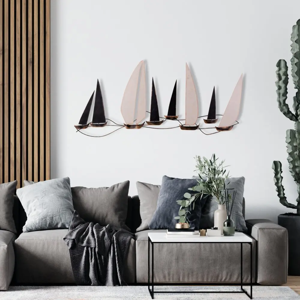 Kovová nástěnná dekorace 117x52 cm Ocean – Wallity