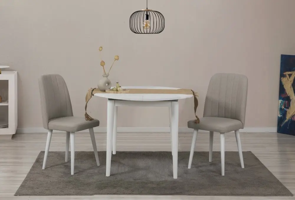 Jídelní set s rozkládacím stolem a židlemi (3 kusy) Vina 1005 3 v2 - White, Cream