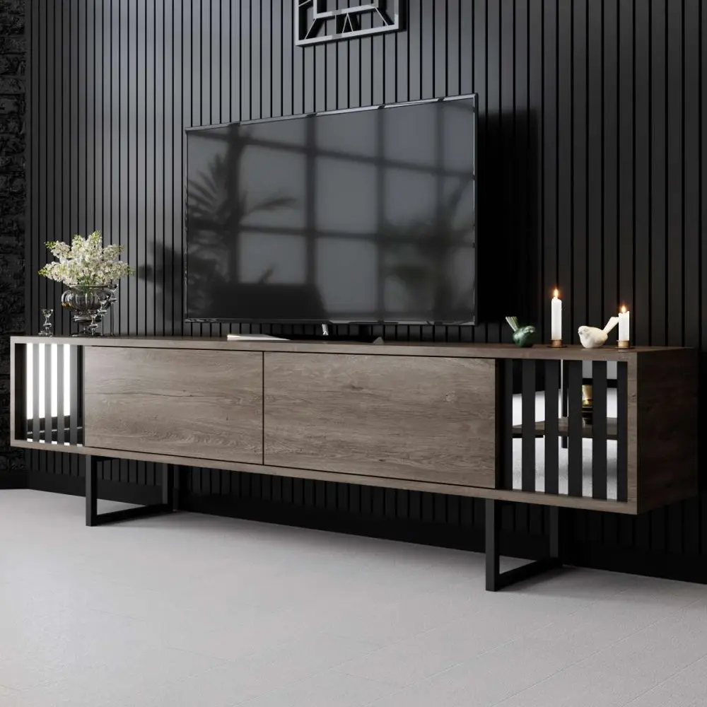 TV stolek Chrome Line - Walnut, Black
