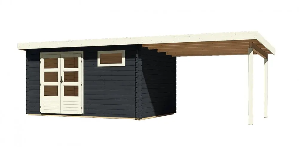Dřevěný zahradní domek BASTRUP 8 s přístavkem Lanitplast