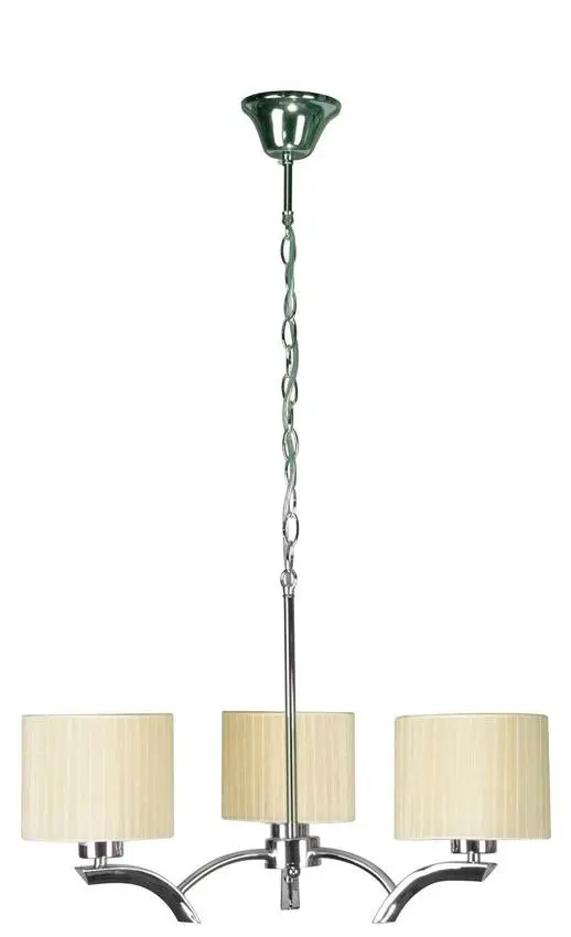 Závěsná lampa chrom + krémové stínidlo 3x60W lustr Draga