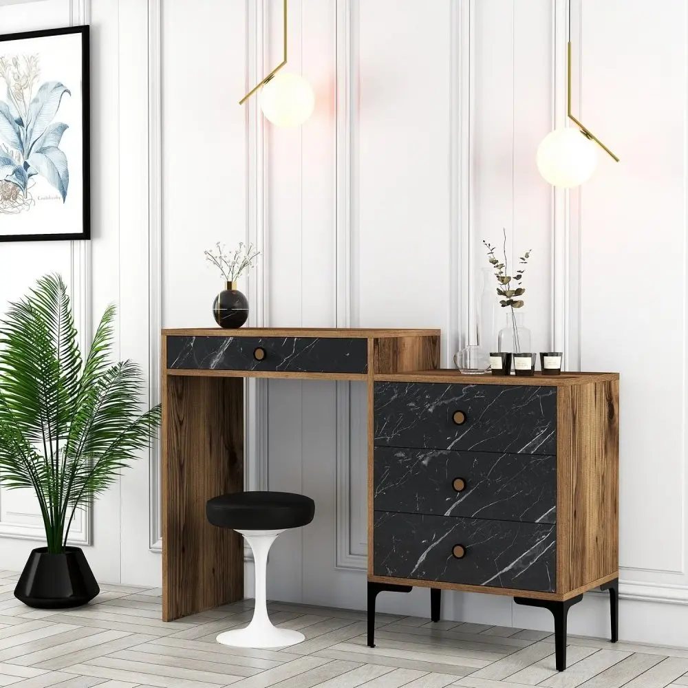 Toaletní stolek Lizbon 555 - Walnut, Black