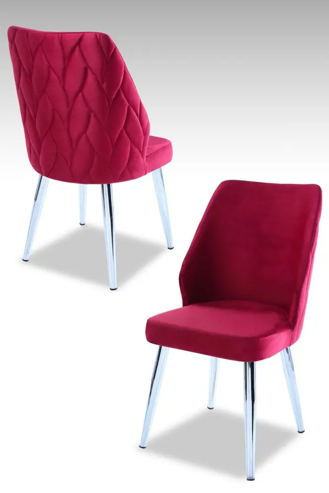 Sada židlí (4 kusy) Pufi - Claret Red, Chrome