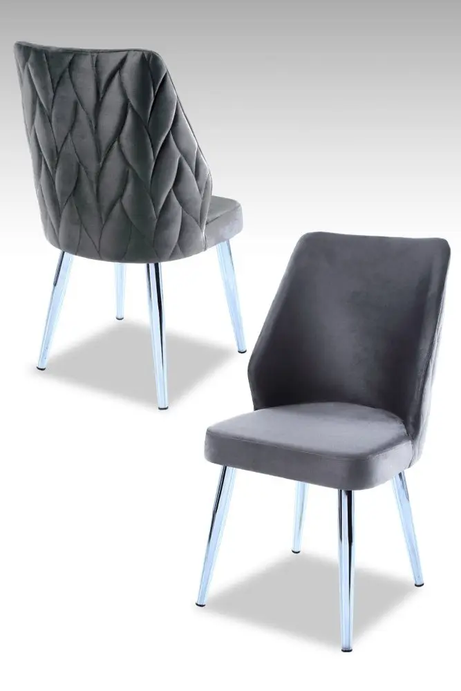 Sada židlí (4 kusy) Pufi - Grey, Chrome