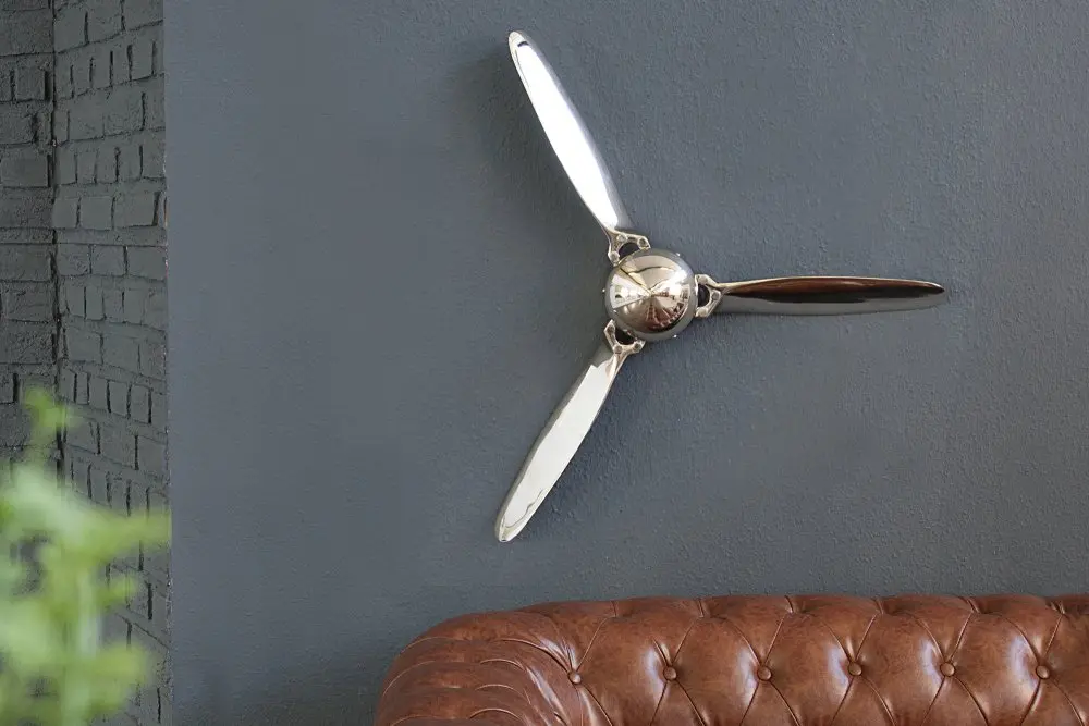 Estila Designová nástěnná dekorace vrtule 90cm stříbrná
