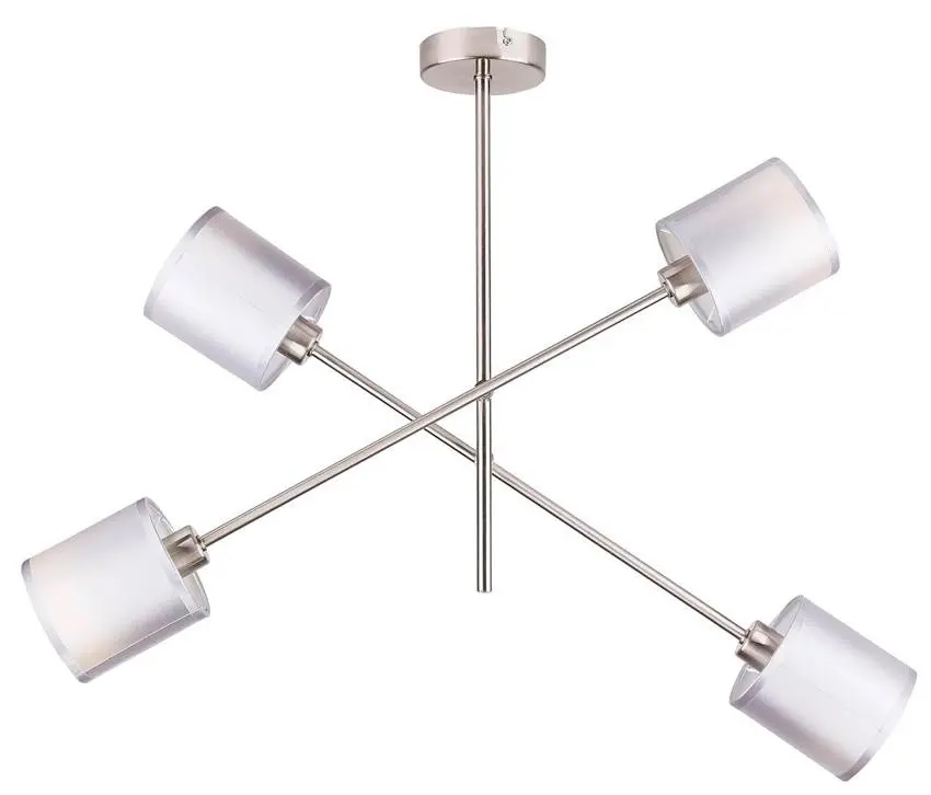 Závěsná stropní lampa v saténově niklové barvě, 4x40W Sax