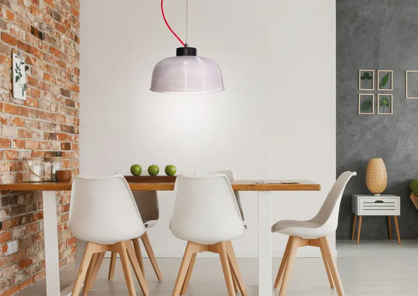 Závěsná lampa Liverpool Ledea 27 cm sklo/červený kabel