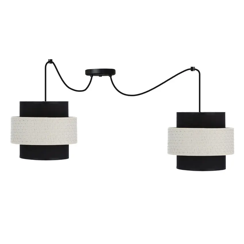 Závěsná lampa Benta P černá, 2x40W, stínidlo E27, černá+krémová