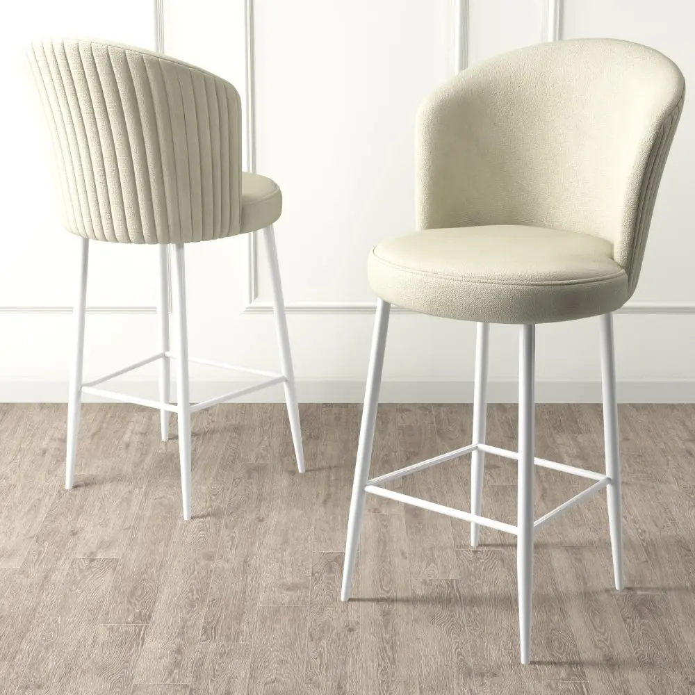 Bar Stool Set (6 Pieces) Fora - Cream, White