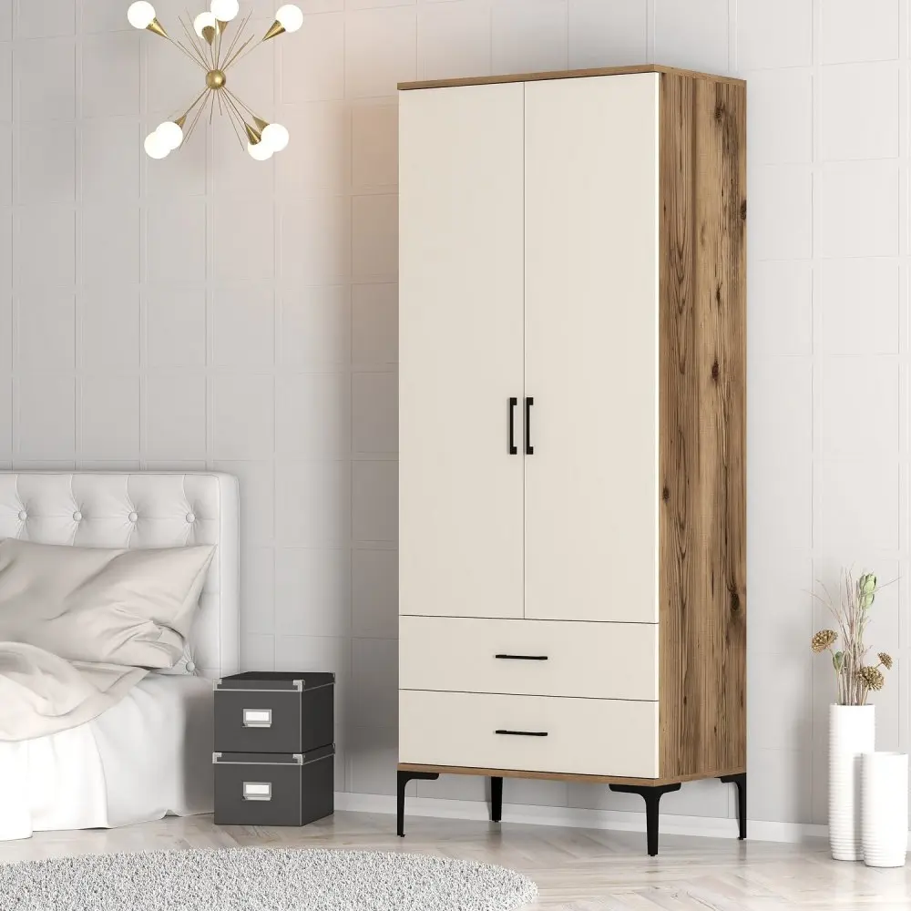 Šatní skříň Kumsal T - Walnut, Cream