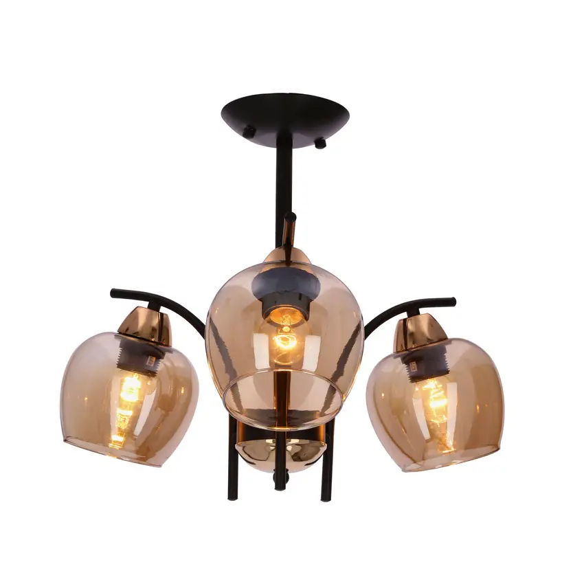 Závěsná lampa MERRA černá 3x40W E27 jantarové stínidlo