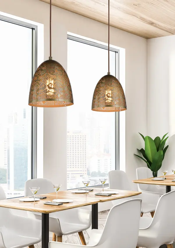 Závěsná stropní lampa sfinga kužel e27 prolamovaná patina