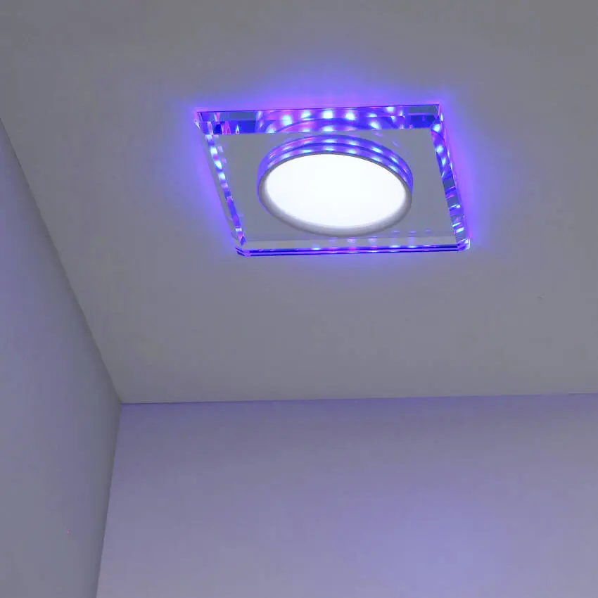 Stropní svítidlo chrom/modré čtvercové LED SSP-22