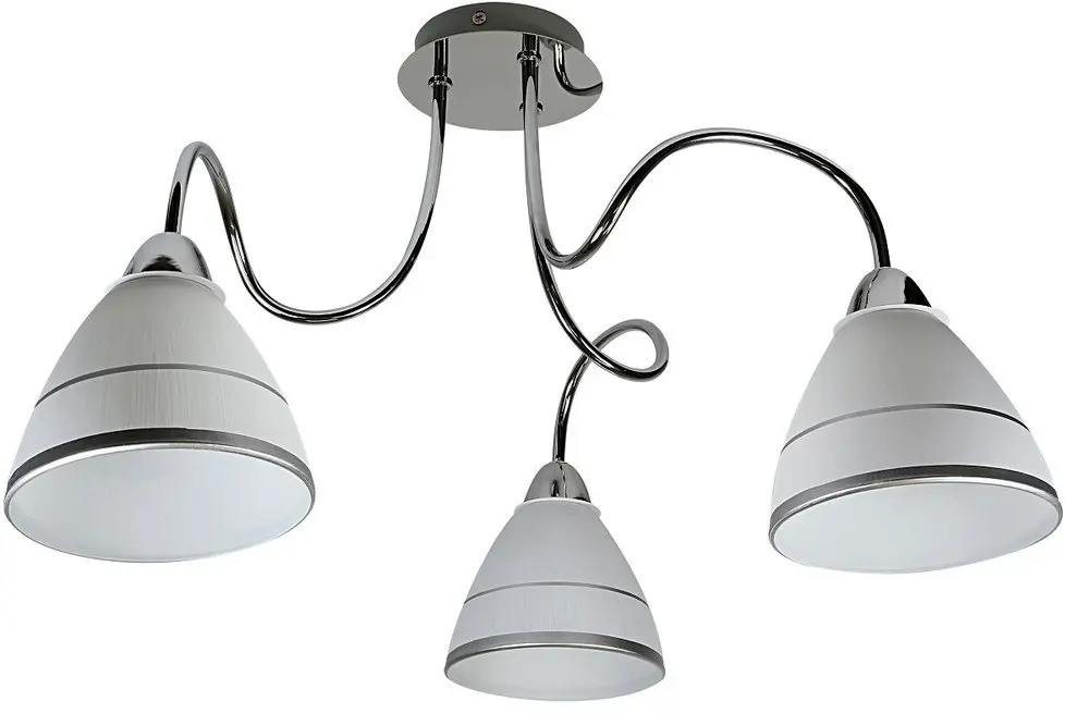 Chromová stropní lampa, skleněné stínidlo, 3x40W, E14, Elf