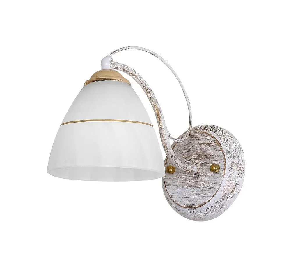 Nástěnná lampa bílo-zlaté rustikální skleněné stínidlo 60W E27 Fanetta
