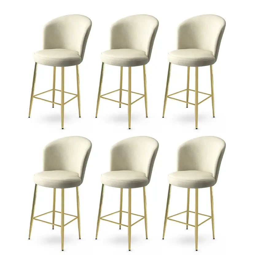 Bar Stool Set (6 Pieces) Fora - Cream, Gold