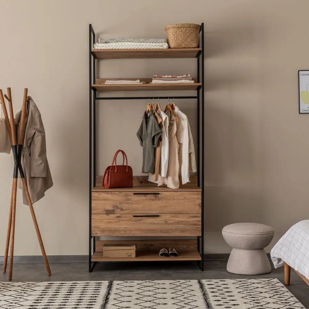 Kalune Design Šatní skříň Dynamic 104 cm borovice Atlantic/černá