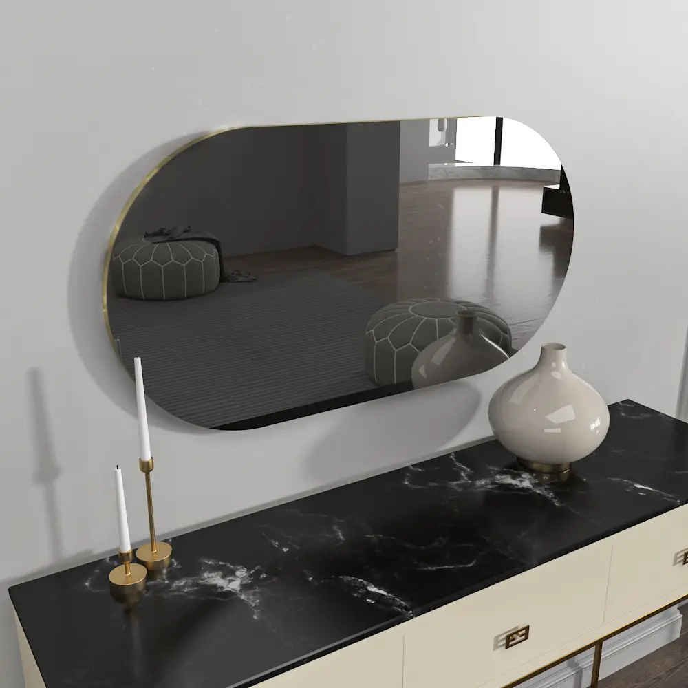 Zrcadlo Riors - Dark Grey, Gold