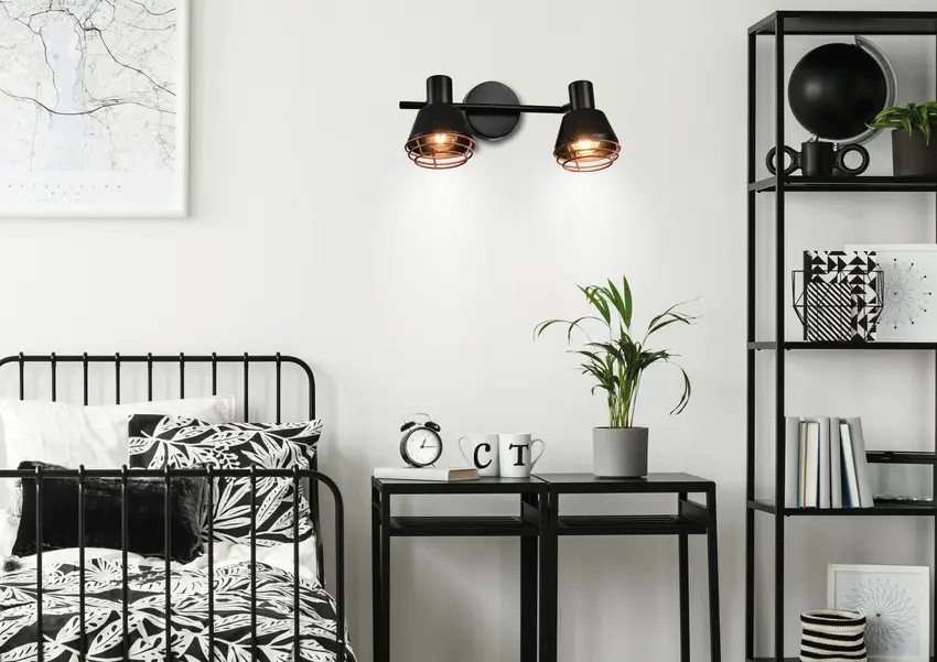 Nástěnná/stropní lampa s černým měděným stínidlem 2xE14 40W Neria