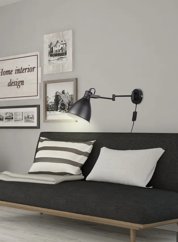 Nástěnná lampa černá nastavitelná 1xE27 Espera