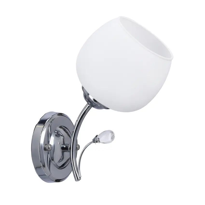 Nástěnná lampa Estar chromová, E27, bílé stínidlo