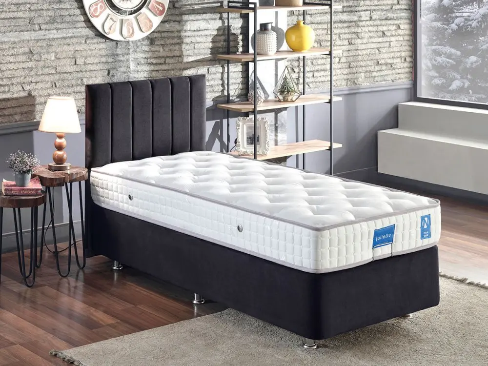 Rám jednolůžkové postele s čelem Ela Single - Black (100 x 200)
